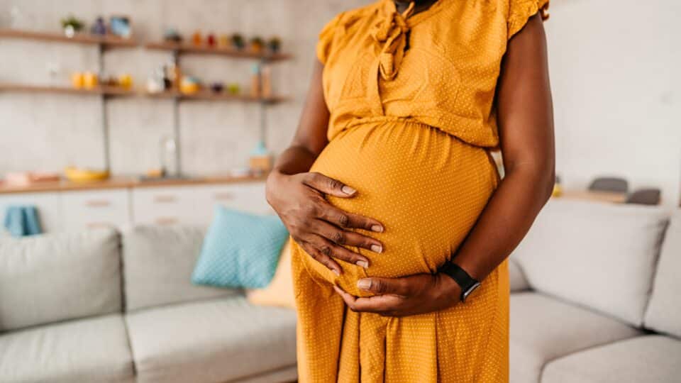 Black Woman Enjoying Pregnancy At Home