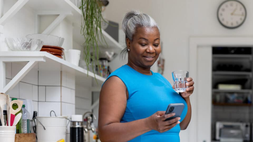 CRMC patient registering for MyChart on her phone.