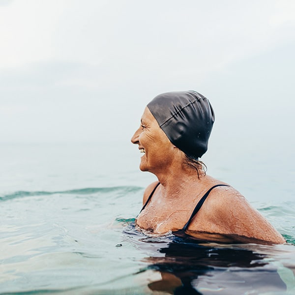 Senior Female Swimmer In The Sea